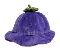 YIZITU Chapeau en fourrure unisexe pour fête, bal de fin d'année, vacances, Xartoon Seau épais Accessoires photo Chapeau citrouille pour adulte, violet, taille unique
