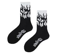 YIZITU Chaussettes japonaises Harajuku pour homme et femme avec imprimé flamme, couleur contrastée, style hip-hop, couleur contrastée, pour le sport, la rue, la planche à roulettes, le tube, 15, S-L