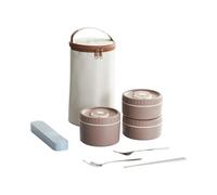 YIZITU Coffret De Préparation Repas Isolé Empilable Conception Électromagnétique en Acier Antirouille avec Sacs Thermiques pour Le Travail À L'extérieur Récipient Stockage des Aliments