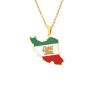 YIZITU Collier avec pendentif carte de l'Iran - Tendance - Chaîne de clavicule - Attrayant le Moyen-Orient - Bijou de cou réglable