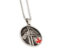 YIZITU Collier avec pendentif chevalier vintage en acier inoxydable - Amulette - Bijoux de cou - Chaîne punk - Convient aux hommes - Pendentif chevalier, string of pearls, Comme décrit, Comme décrit.
