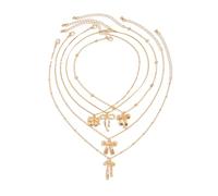 YIZITU Collier avec pendentif en forme de nœud pour femme - Chaîne réglable pour améliorer l'élégance et la sophistication, 1, Chaîne en cuivre + chaîne en fer plaqué cuivre + alliage, Pas de gemme