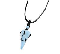 YIZITU Collier avec pendentif géométrique en maille avec véritable opale et chaîne élégante pour un usage quotidien, taille unique, Comme décrit, Comme décrit.