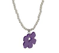 YIZITU Collier élégant avec pendentif fleur pour femme - Style décontracté - Chaîne de perles - Collier ras du cou avec fleur unique - Pour femme