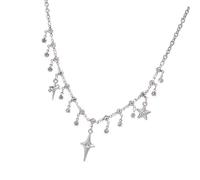 YIZITU Collier tendance avec pendentif quatre étoiles en alliage de métal pour fêtes, mariages, tenues décontractées, en alliage de zinc, accessoire de collier V