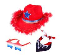 YIZITU Drapeau de l'Amérique Accessoire de costume Lunettes de soleil Vache Boy Casquettes Paisleys Bandana pour 4 juillet Indépendances Day Celebration