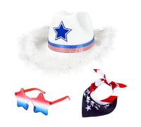 YIZITU Drapeau de l'Amérique Accessoire de costume Lunettes de soleil Vache Boy Casquettes Paisleys Bandana pour 4 juillet Indépendances Day Celebration