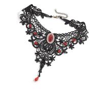 YIZITU Élégant collier gothique en dentelle avec pendentif en forme de goutte de sang pour femme Chaîne de cou rétro punk Accessoires dentelle, taille unique, Comme décrit, Comme décrit.