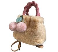 YIZITU Élégant sac à bandoulière pour femme en fourrure avec pompons, sac à bandoulière adapté pour un usage quotidien et les voyages, sac d'automne pour femme, kaki, One Size