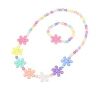 YIZITU Ensemble collier et breloque en forme de fleur arc-en-ciel avec perles colorées pour filles
