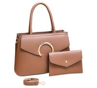 YIZITU Ensemble de 2 sacs à main créatifs pour femme - Sac à bandoulière fonctionnel en cuir synthétique - Sac à main de bureau pour les besoins quotidiens - Sac à bandoulière pour femme, marron clair