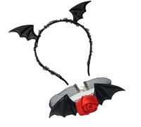 YIZITU Ensemble de costume de diable d'Halloween 2 pièces, bandeau chauve-souris, fleur, collier ras du cou en dentelle pour Halloween, cosplay, accessoires de fête d'Halloween