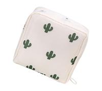 YIZITU Étui portable en polyester pour produits sanitaires avec compartiments spacieux pour produits sanitaires imprimés, Cactus blanc., Taille unique