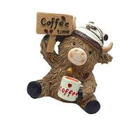 YIZITU Figurine De Vache des Highlands Fabriquée À La Main pour Décor De Ferme Statue D’Animal en Résine Salle De Bains Et Bords De Bureau Figurines D’Animaux De Vache des Highlands