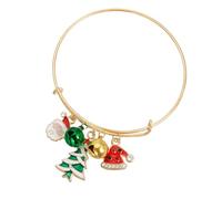 YIZITU Lightweight Christmas Party Bracelet Decorative Wristband Feature Multiple Charm Including Hats and Ribbons Trendy Holiday Season Bracelet