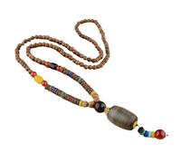 YIZITU Long collier avec pendentif Bodhi élégant avec perles en bois naturel pour un usage quotidien ou des occasions spéciales porte-bonheur, taille unique, Comme décrit, Comme décrit.