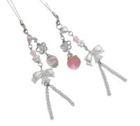 YIZITU Lot de 2 chaînes de téléphone uniques en forme de fraise combinant styles et fonctionnalité, pendentif de téléphone pêche pour ajouter du charme à n'importe quelle tenue