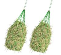 YIZITU Lot de 2 grands filets de paille à alimentation lente pour chevaux - Trous de 101,6 cm - Favorise le comportement naturel de pâturage - Petit filet à foin pour simulation de pâturage