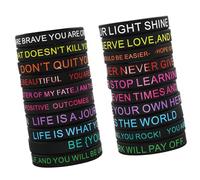 YIZITU Lot de 20 bracelets de motivation en caoutchouc de silicone, couleurs assorties avec messages positifs, dictons inspirants, bracelets tendance en silicone, Comme décrit