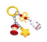 YIZITU Lovely Initial Keychain Bag Charms Bows Star Key Chains Accessories Decor For Purse Handbag Car For Women Girl Cute Bows Star