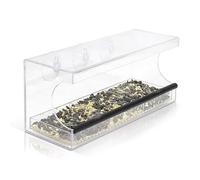 YIZITU Mangeoire à oiseaux en acrylique pour fenêtre - Fournitures d'alimentation pour oiseaux avec 3 fentes à ventouse - Distributeur de nourriture pour oiseaux