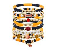 YIZITU Mix and Sports Charm Bracelet Set 7 Color Options Soft Clay for Active Lifestyle Enthusiasts Football Themed Stackable Bracelet