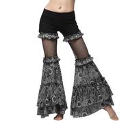 YIZITU Pantalon d ' entraînement de Danse du Ventre, Patchwork évasé pour scène et fêtes, vêtements de Danse tribale, Pantalon évasé Taille Haute pour Raves