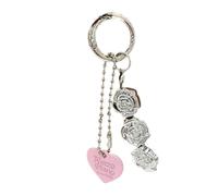 YIZITU Porte-clés avec pendentif en forme de pêche, citrouille, fleur, étoile, cœur en alliage acrylique, chaîne de perles, bijoux pour tenues élégantes