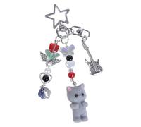 YIZITU Porte-clés élégant en perles avec breloque guitare et téléphone - Simple et esthétique - Convient pour diverses occasions