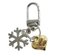 YIZITU Porte-clés en forme de cœur flocon de neige - Pendentif de sac tendance en alliage - Pour amoureux de la mode