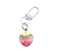 YIZITU Porte-clés ludique en forme de fruit en résine colorée pour femme - Accessoire multifonction pour sac à dos - Support tendance pour filles, fraise, taille unique