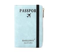 YIZITU Portefeuille pour passeport multi-cartes pour voyageurs fréquents et professionnels d'affaires, bleu clair, Beauté de masse