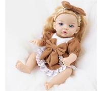 YIZITU Poupées blondes réalistes en vinyle pour bébé avec nœud 30,5 cm pour enfants jouent aux nouveau-nés endormis, jouets doux pour filles, accessoires de vêtements pour tout-petits