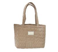 YIZITU Quilted Handbag Heart Plaided Pattern Spacious Work Bag For Professionals Comfortable Strap Polyester Daily Essential Heart Pattern Shoulder Bag