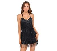 YIZITU Robe à clapet des années 1920 à Paillettes et Pompons, Robe de Cocktail de Danse Latine, Costume de Danse de Salon pour Adultes et Femmes, Robe de Danse Latine pour Femmes et Filles