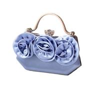 YIZITU Sac à bandoulière en soie avec motifs floraux pour mariage, fête, femme, pochette à strass, sac à main, sac à main élégant, bleu, One Size