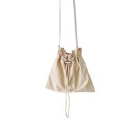 YIZITU Sac à bandoulière plissé avec cordon de serrage, design froncé, téléphone portable pour fille et femme, sac à main polyvalent et tendance, en nylon, grande capacité, 2023, beige, One Size