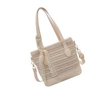 YIZITU Sac à bandoulière tendance pour femme - Sac seau en paille simple - Grande capacité - Pour le quotidien - Plage - Grande capacité - Seau à bandoulière en paille, blanc, One Size