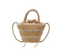 YIZITU Sac à bandoulière tendance printemps 2025 grande capacité en paille tressée sac à main pour femme avec cordon de serrage, kaki, One Size