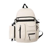 YIZITU Sac à dos en nylon de grande capacité pour adolescents, école, voyage, unisexe, mode japonaise, sac à dos pour ordinateur portable, sac à dos avec porte-monnaie, sac d'école en nylon, Blanc