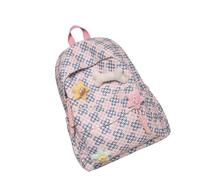 YIZITU Sac à dos simple à carreaux d'inspiration japonaise pour étudiant avec un grand espace de rangement esthétique, sac à dos tendance en nylon, a
