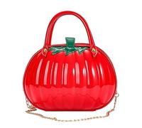 YIZITU Sac à main décontracté tendance 2023 en polyuréthane, sac à bandoulière citrouille d'Halloween avec chaîne, petit sac à main rond en forme de citrouille pour fille, Rouge, One Size