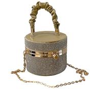 YIZITU Sac seau avec chaîne en strass pour soirée, banquet, mariage, cocktail, sac à main pour femme et fille, kaki, One Size