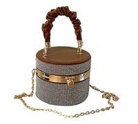 YIZITU Sac seau avec chaîne en strass pour soirée, banquet, mariage, cocktail, sac à main pour femme et fille, marron, One Size