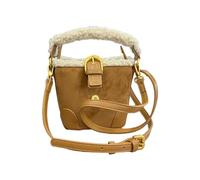 YIZITU Sac seau en peluche vintage sac fourre-tout tendance bandoulière polyvalent pour femme fille grande capacité sac à main de rue, marron, One Size
