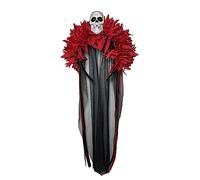 YIZITU Serre-tête de mort en dentelle pour Halloween, accessoire décoratif pour adultes, femmes, adolescentes, costume rouge + violet + mandarine + couronne de fleurs bleues