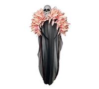YIZITU Serre-tête de mort en dentelle pour Halloween, accessoire décoratif pour adultes, femmes, adolescentes, costume rouge + violet + mandarine + couronne de fleurs bleues