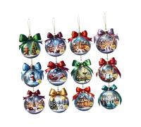 YIZITU Sphère De Noël en Bois À Suspendre Matériaux Naturels Conception Pré-percée pour des Installations Rapides Décoration De Vacances Festival Fournitures De Fête en Bois