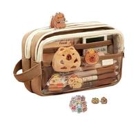 YIZITU Trousse à crayons de grande capacité avec autocollant - Motif animal de dessin animé - Jolie trousse à crayons pour étudiants - Grande capacité - Pour l'école, Ensemble 3 pièces.