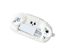 YIZITU Trousse à crayons de grande capacité avec motif chien de dessin animé, trousse à crayons en peluche avec fenêtre transparente, trousse à crayons en peluche de grande capacité, fournitures